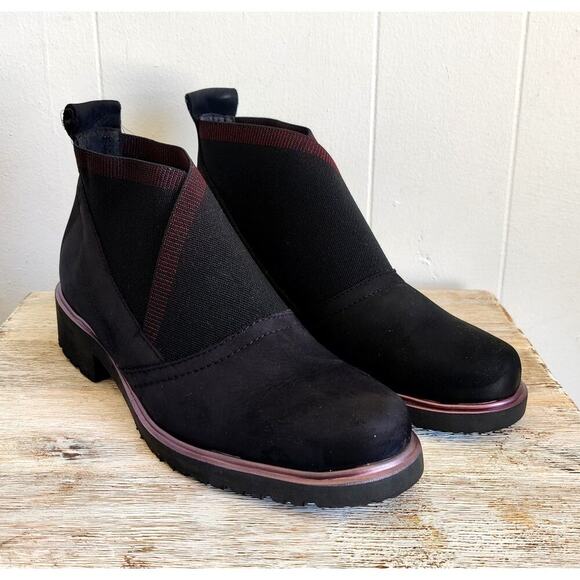 New Munro The Kinston Ankle Bootie Black Nubuck Leather Water Resistant Sz 7M - Picture 1 of 10